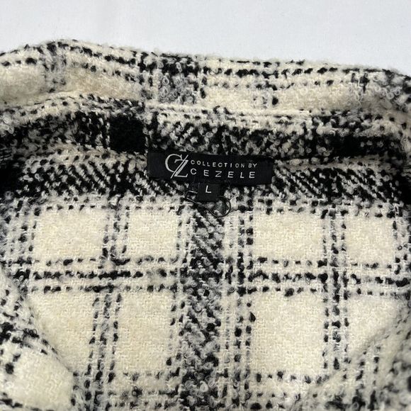 Cezele Plaid Flannel Shacket Shirt Oversized Jacket Button Pocket Women Sz Large - Picture 5 of 9